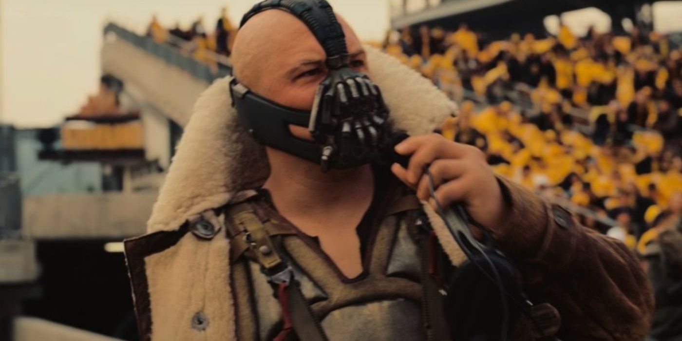 Bane at the football game in The Dark Knight Rises