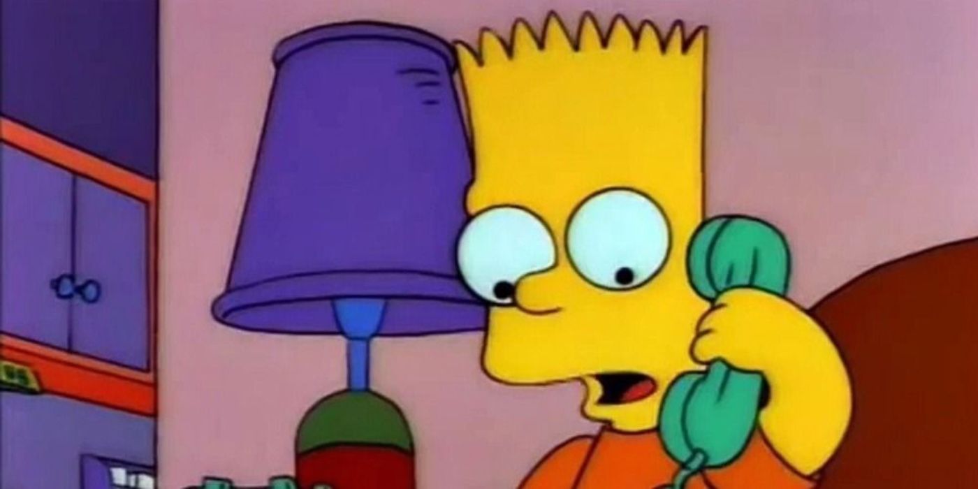 Bart looking shocked on the phone in The Simpsons