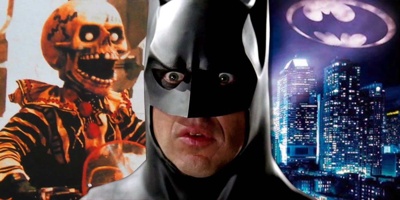 Batman Returns Michael Keaton with a Motorcycle Clown &amp; Gotham City