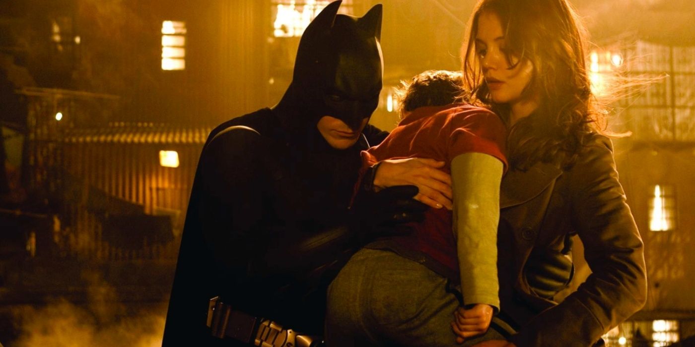 Batman with Rachel Dawes in Batman Begins