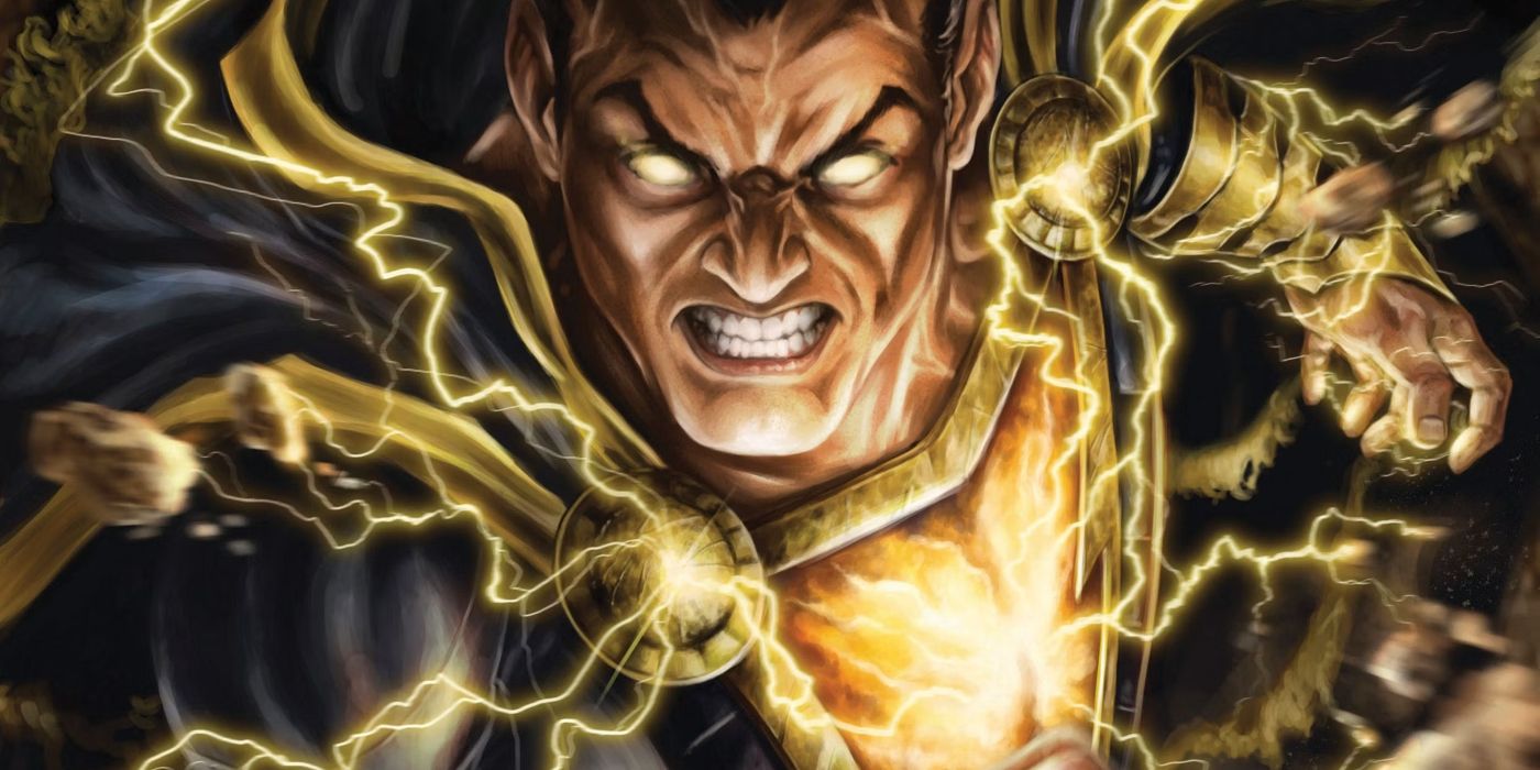 Black Adam 11 Cover DC, Lightning sparking around him, eyes glowing