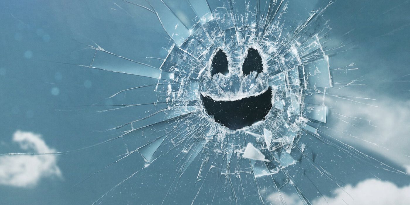 A smiley face appears in broken glass in Black Mirror 