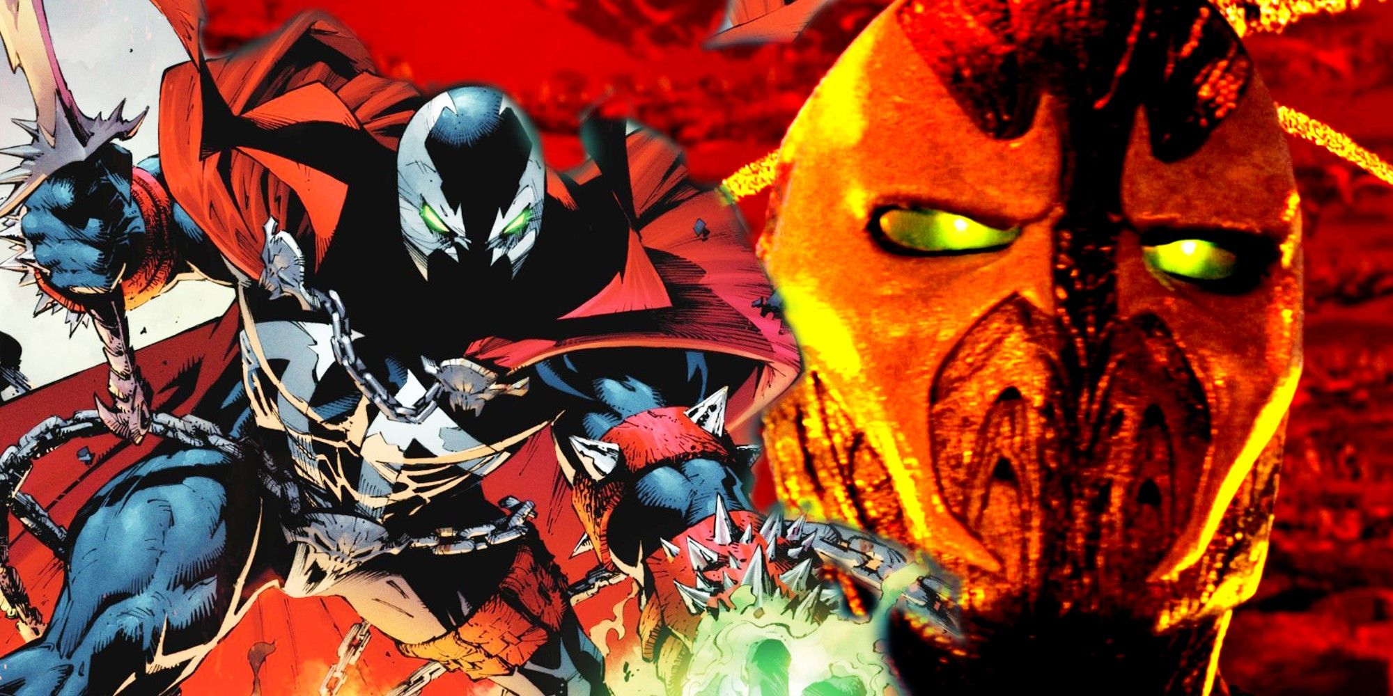 Blended image of animated Spawn and the live-action Spawn from 1997
