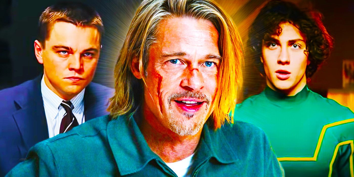 Brad Pitt with Leonardo DiCaprio in The Departed and Aaron Johnson in Kick-Ass