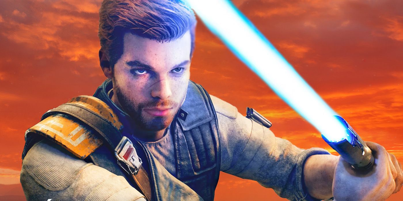 Star Wars Jedi Survivor protagonist Cal Kestis wielding a lightsaber.