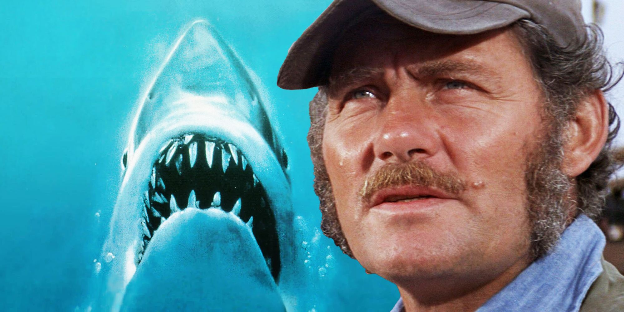 Captain Quint and the Jaws shark poster