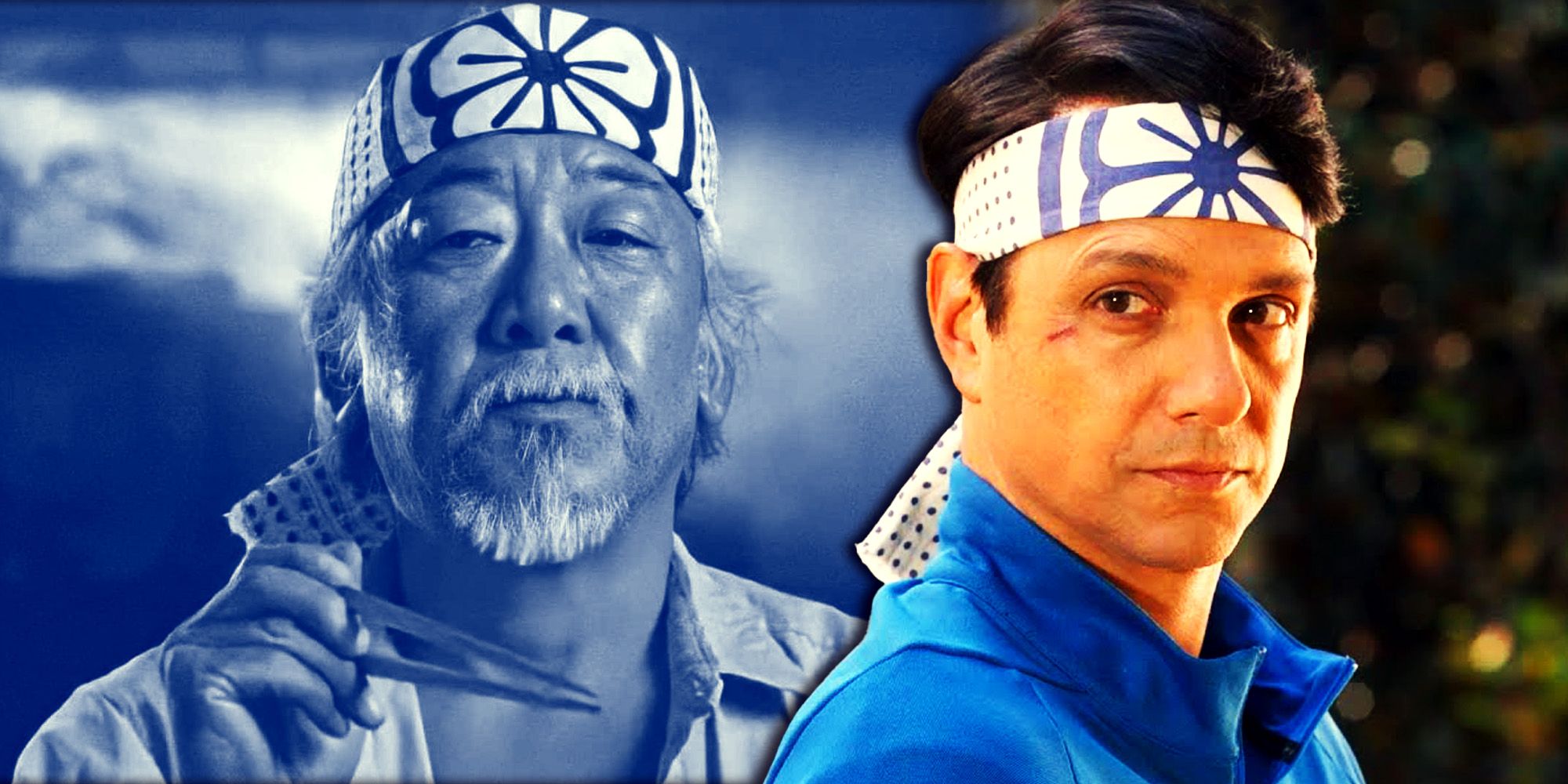 Mr. Miyagi and Daniel LaRusso in Karate Kid and Cobra KAi respectively