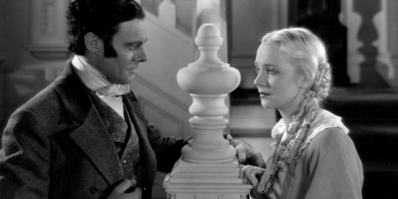 Colin Clive and Virginia Bruce in Jane Eyre in 1934 in black and white