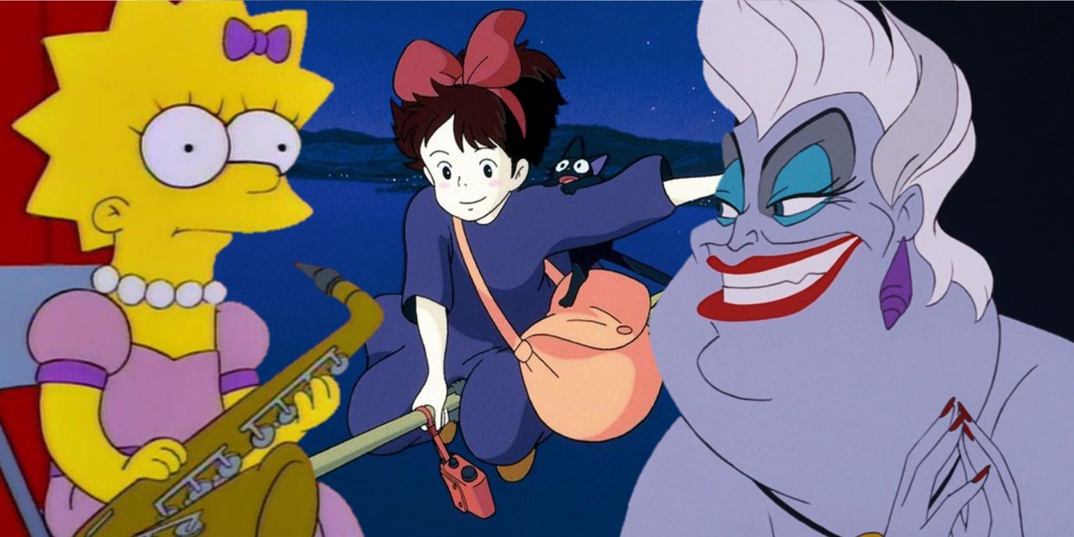 Collage of Lisa Simpson, Kiki, and Ursula