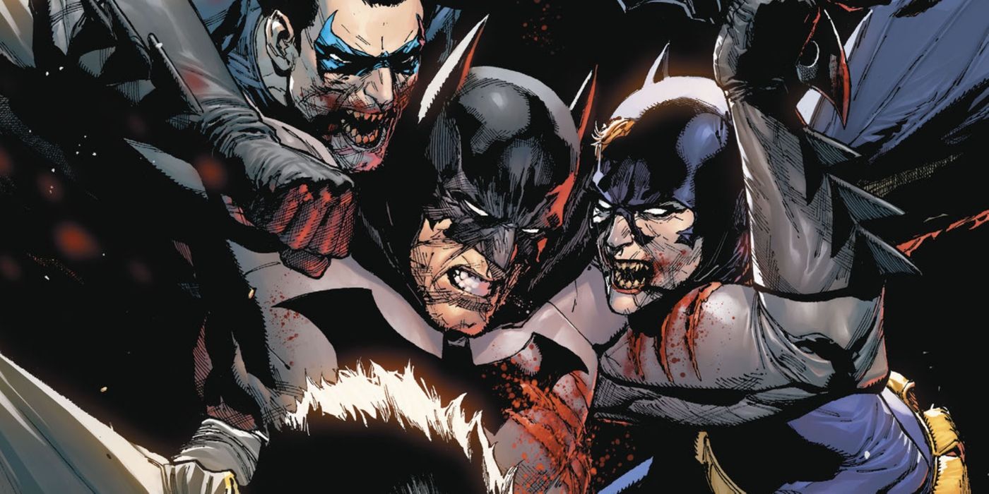 Featured Image: DCeased, Batman is torn apart by zombie versions of the Bat Family