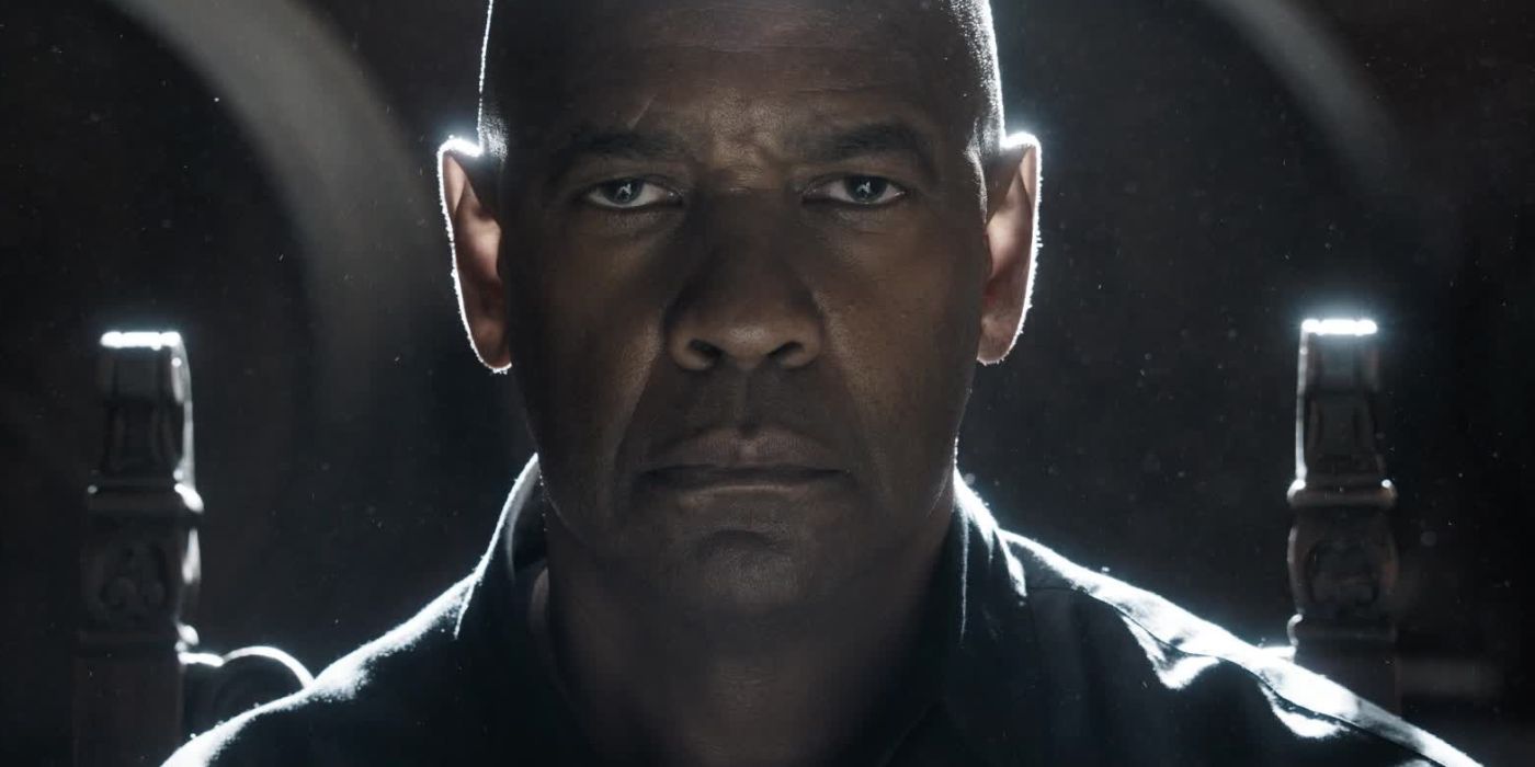 Denzel Washington looking serious in The Equalizer 3