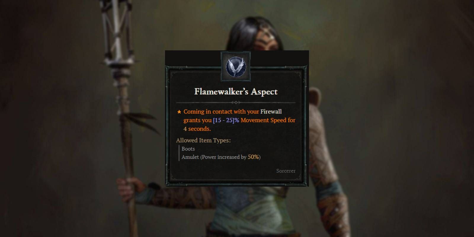Diablo 4 Flamewalker's Aspect for Sorcerer Class Unlocked from Cultist Refuge Dungeon