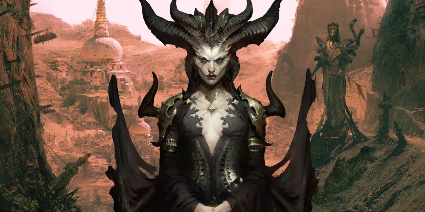 Diablo 4 Lilith Frente a la imagen del área de Dry Plains