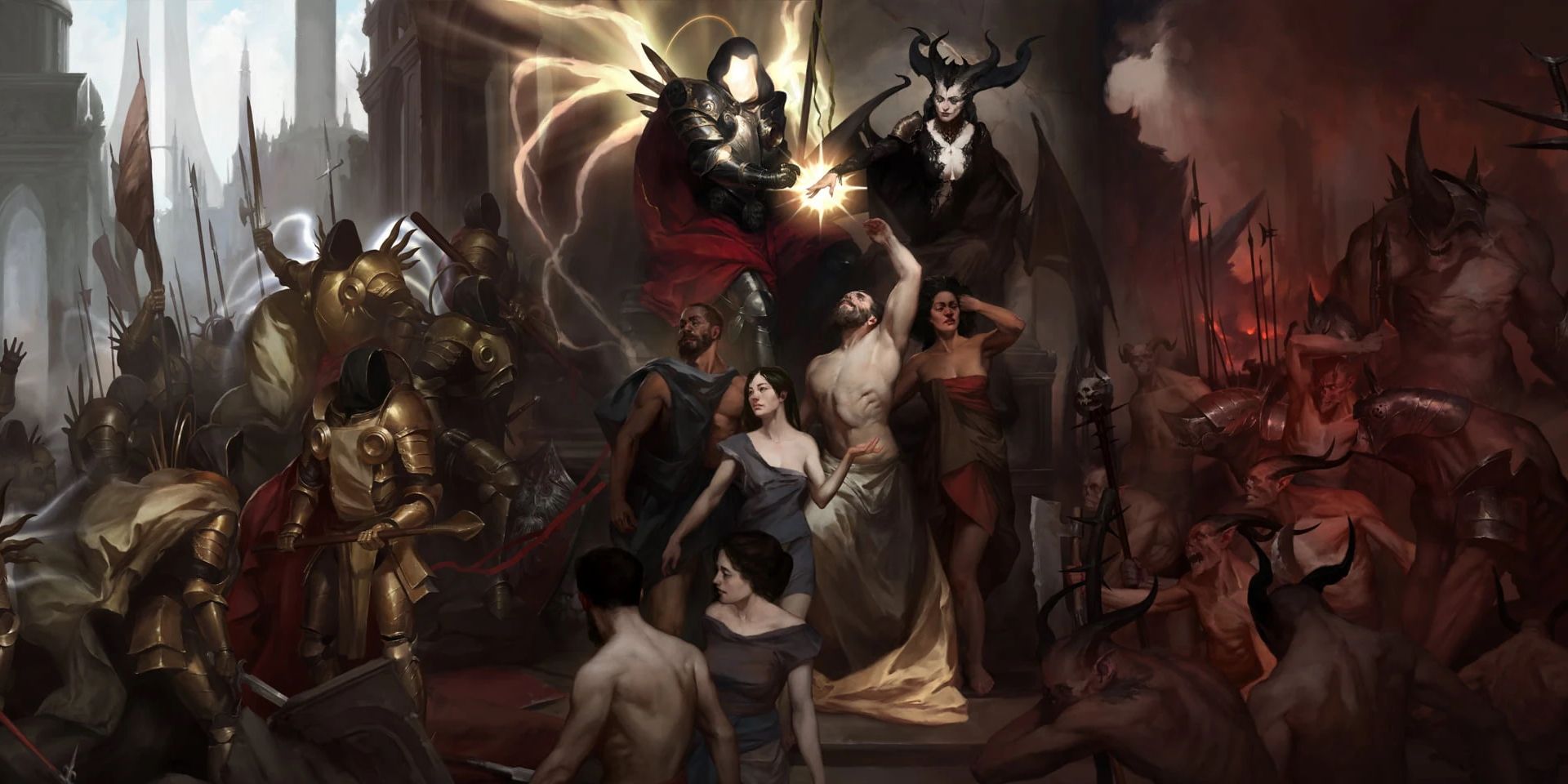 Inarius and his angel followers, Lilith and her demon followers, and their proto-human children, the Nephelam.
