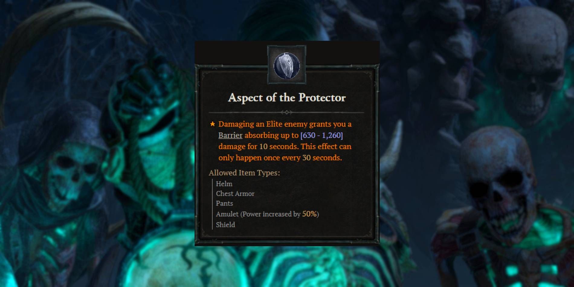 Diablo 4 Universal Aspect of the Protector for Every Class in Codex of Power