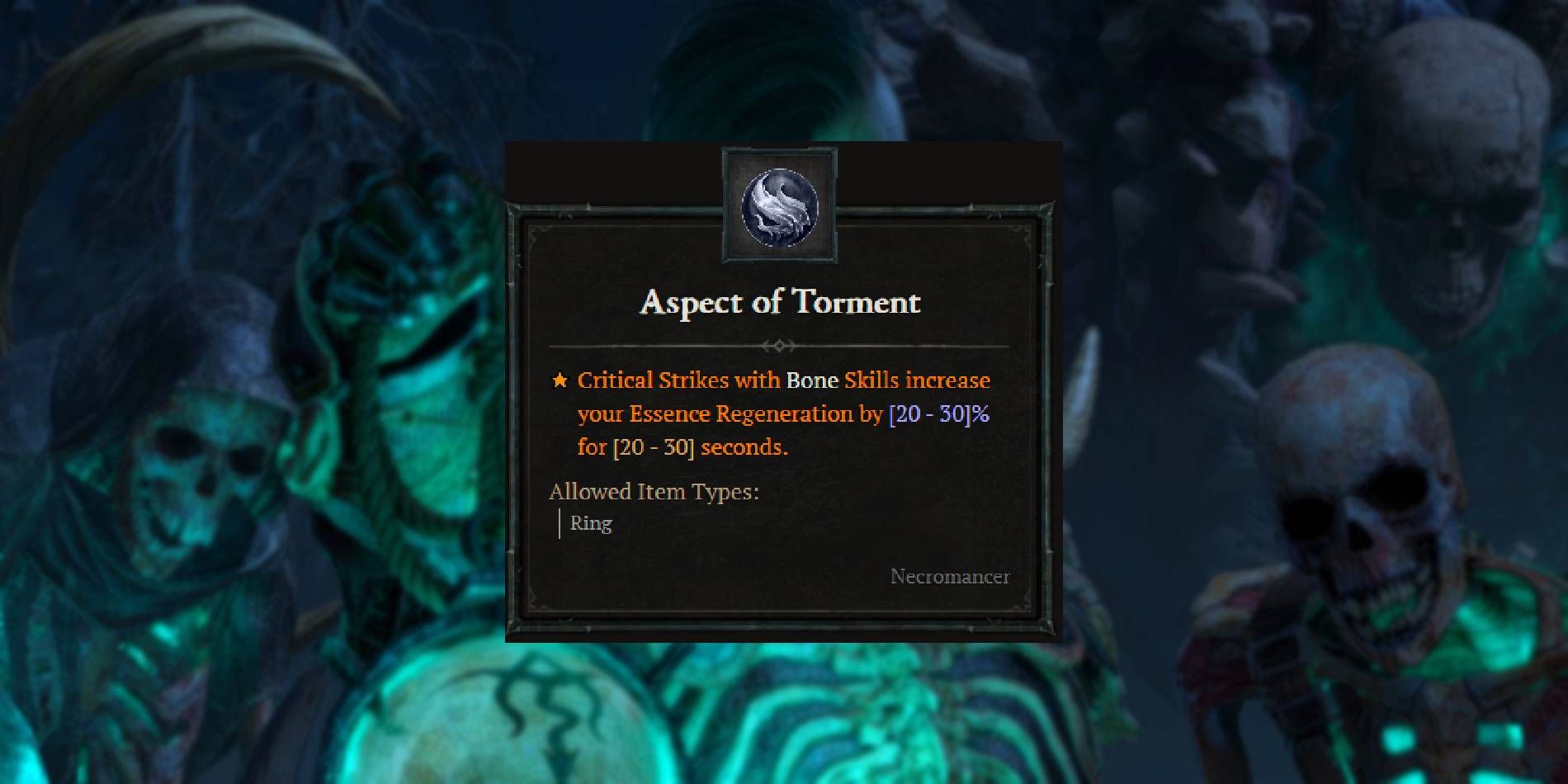 Diablo 4 Necromancer Aspect of Torment from Codex of Power
