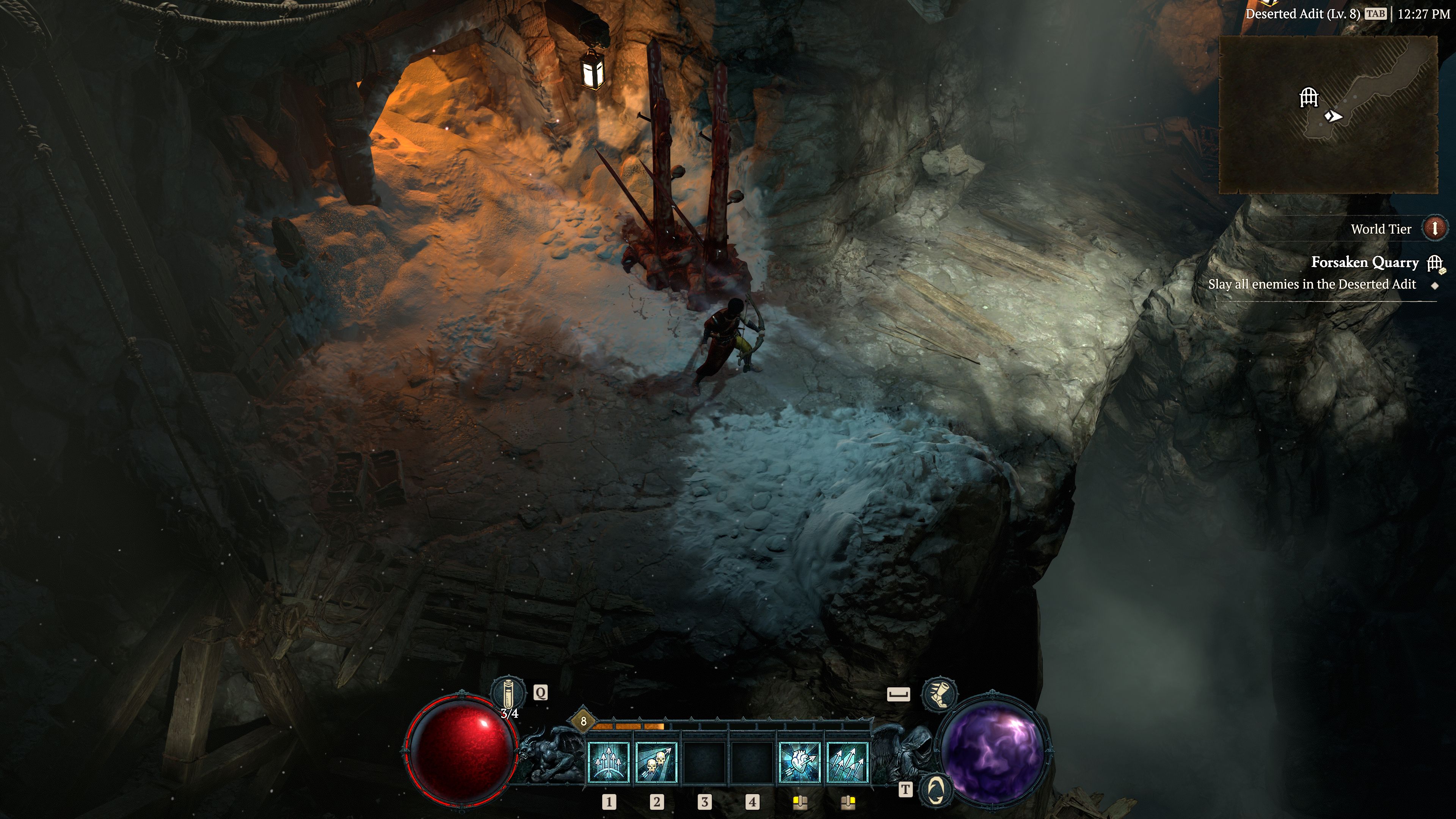 Diablo 4 Karakter Rogue Menjelajahi Dungeon Quarry yang Terbengkalai Di Wilayah Peaks yang Retak