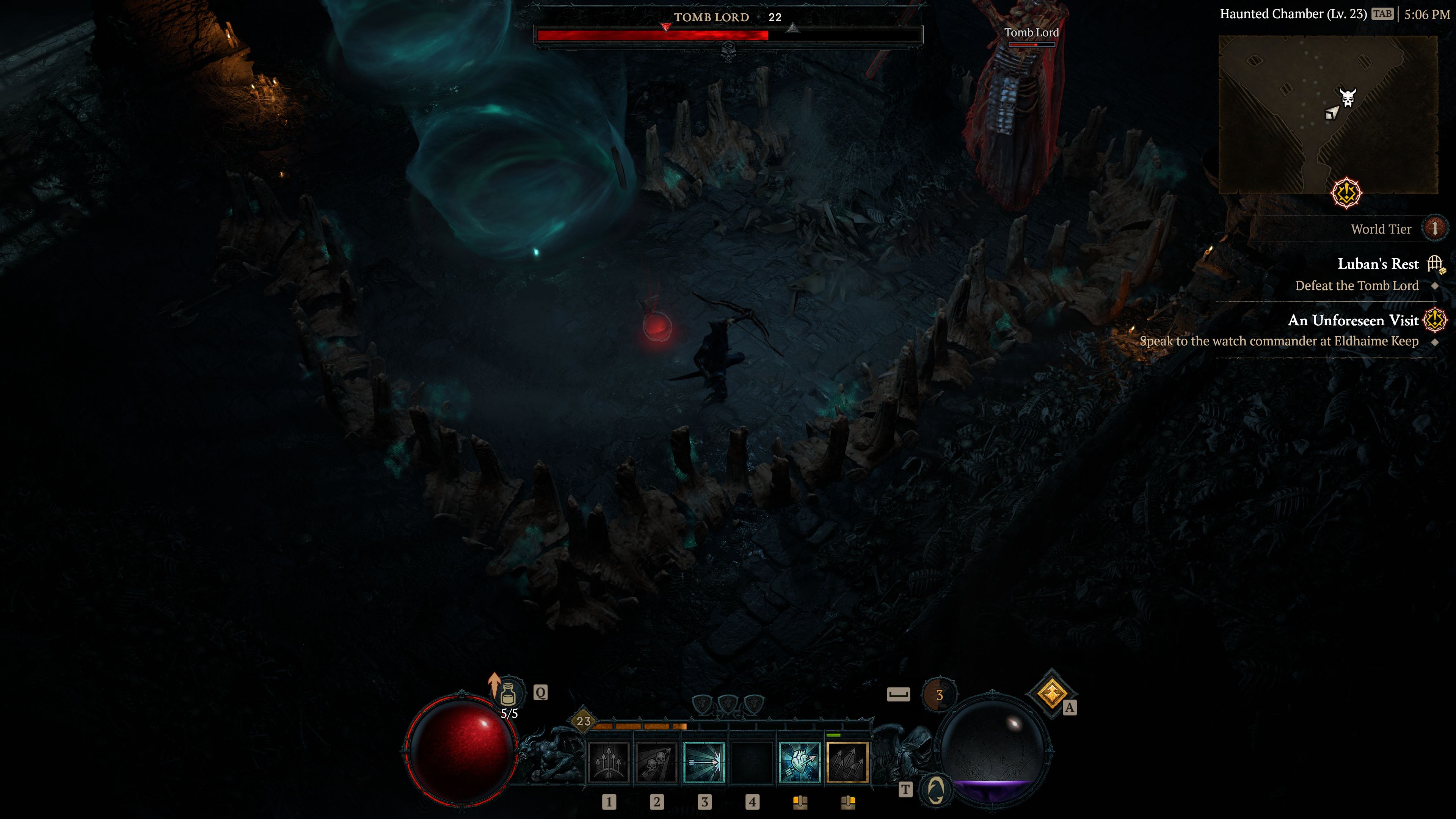 Pemain Rogue Diablo IV Terjebak Oleh Tembok Tulang Tomb Lord Di Ruang Bawah Tanah Peristirahatan Luban