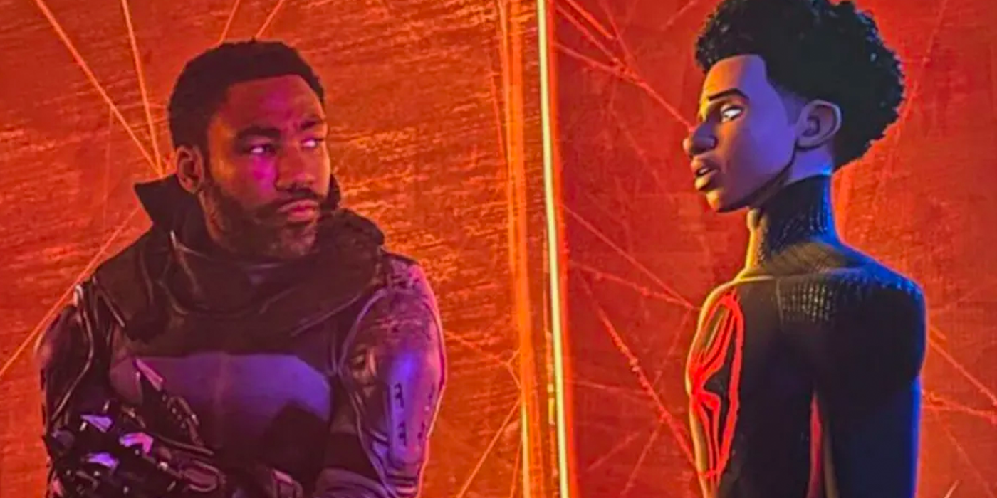 donald glover prowler and miles morales in spider-man across the spider-verse