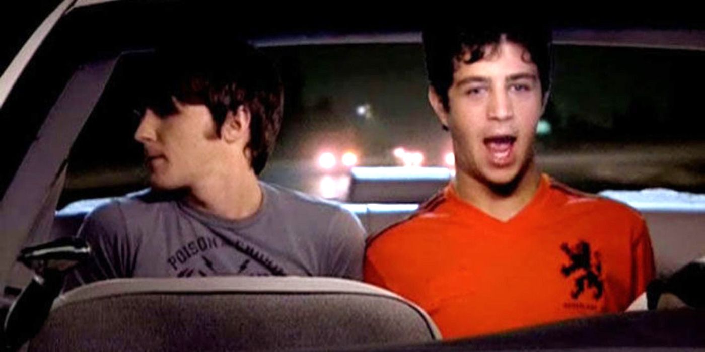 Drake and Josh talking in the back of a car
