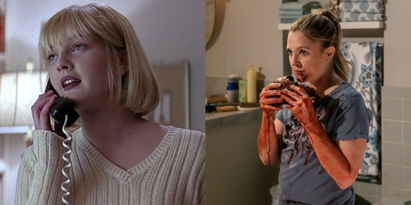 Drew Barrymore as Casey Becker and Sheila Hammond.