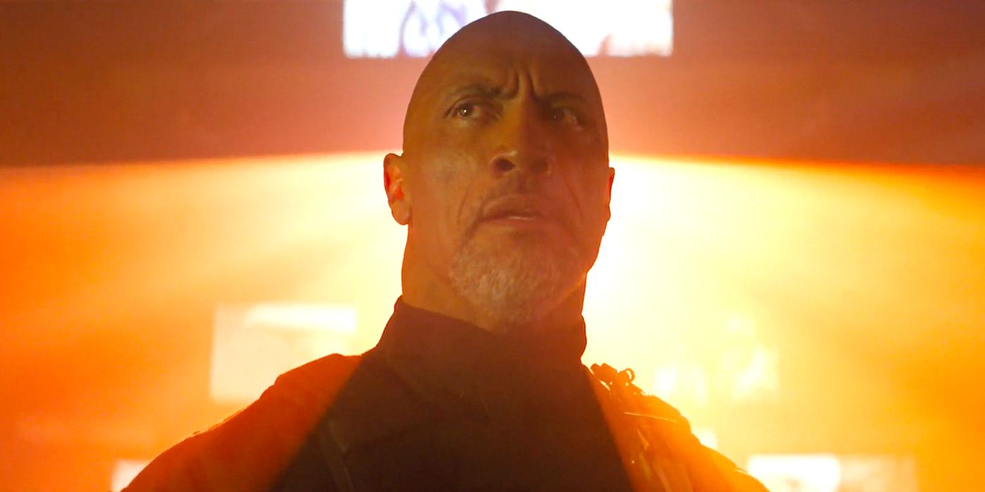 Dwayne "The Rock" Johnson as Hobbs giving a die eye in Fast X.