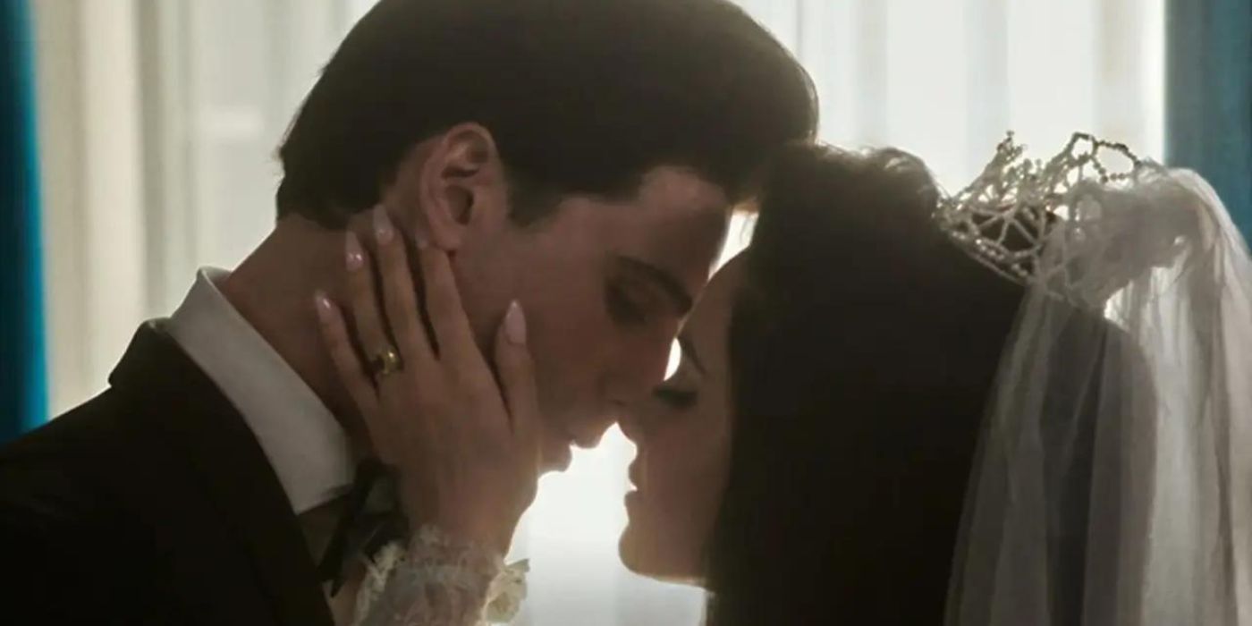 Elvis and Priscilla kissing in Priscilla