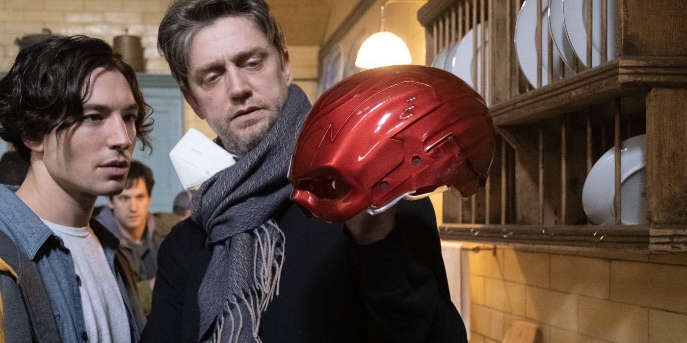 Ezra Miller and Andy Muschietti in official The Flash promotional behind the scenes image