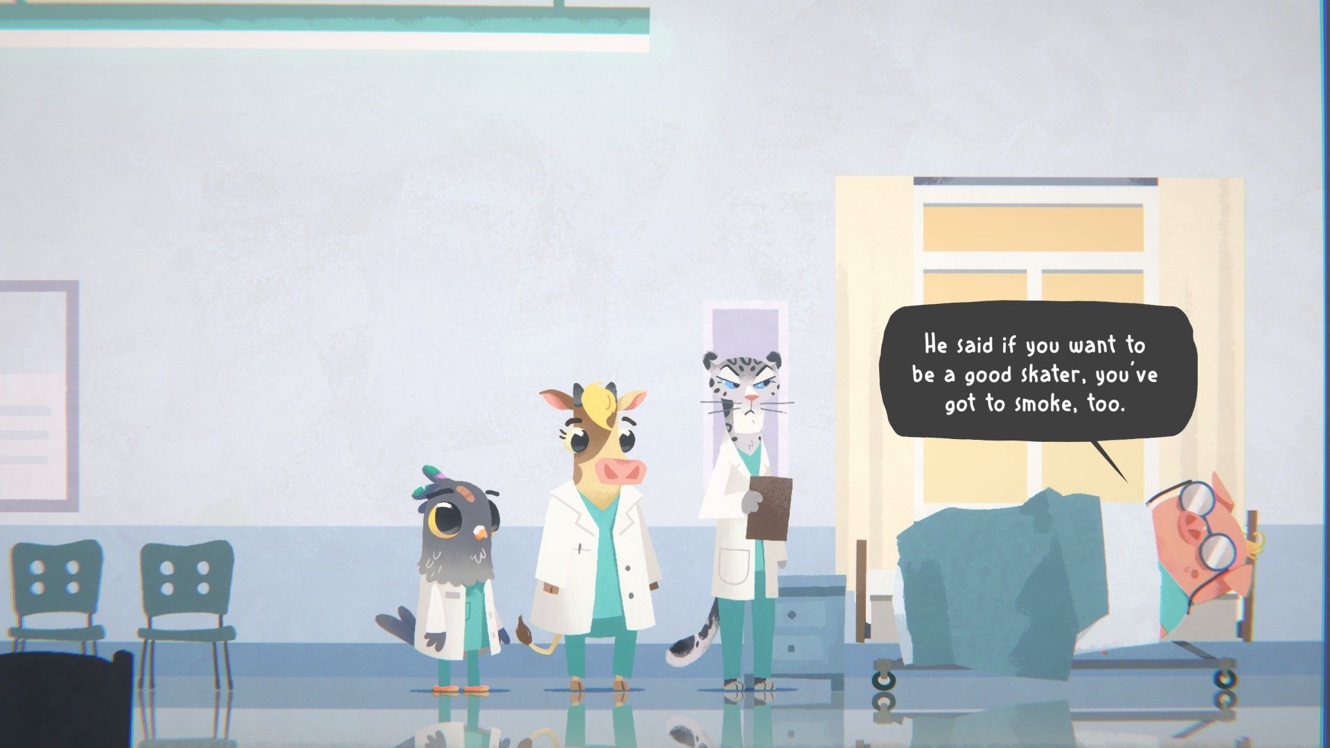 Fall of Porcupine patient evaluation scene.