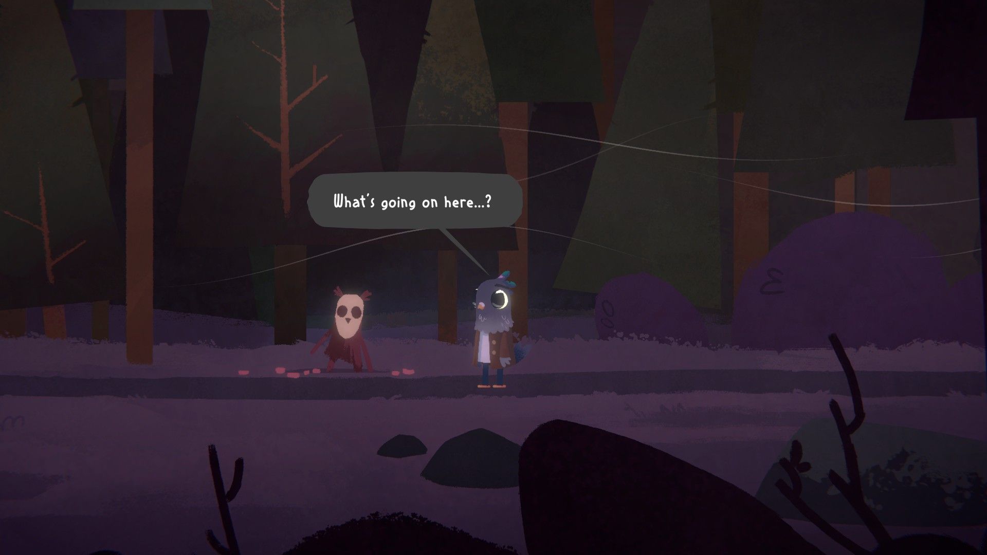 Fall of Porcupine woods scene showing Finley with a figurine.