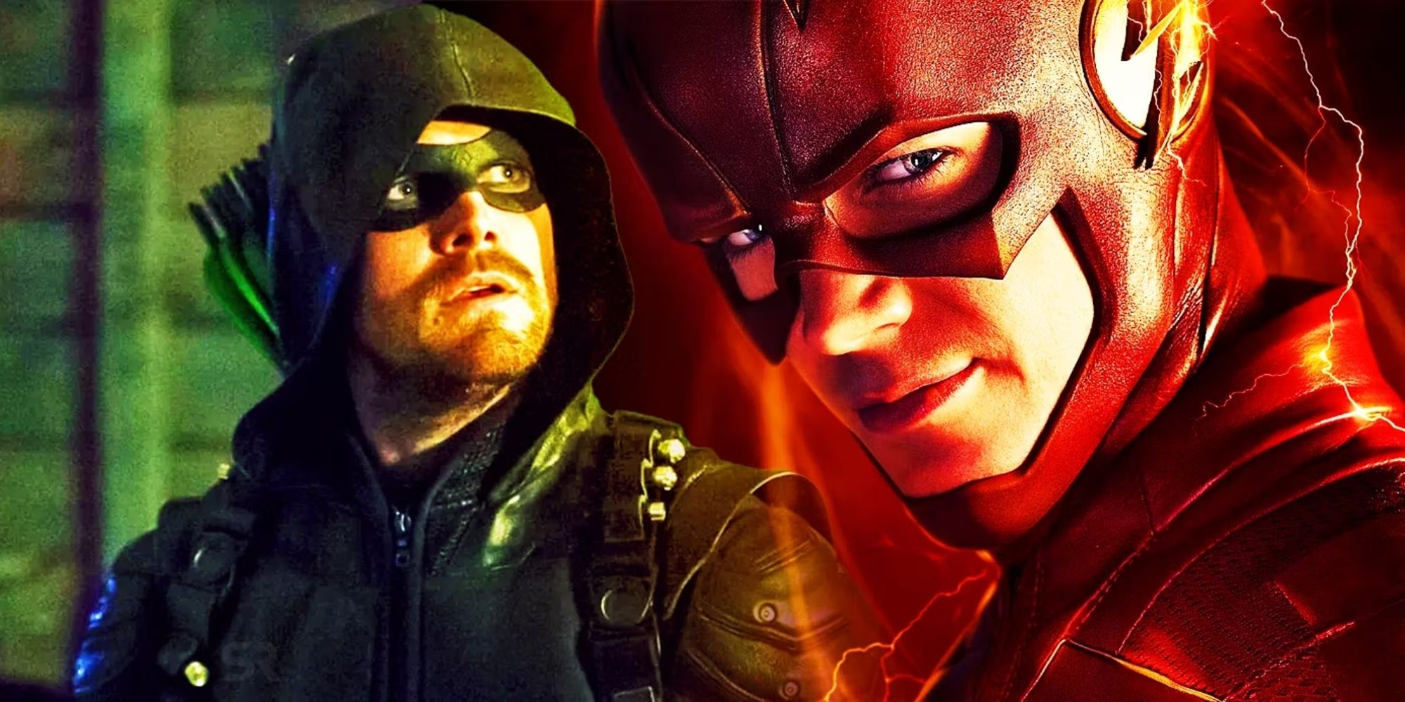 Stephen Amell's Green Arrow and Grant Gustin's Barry Allen