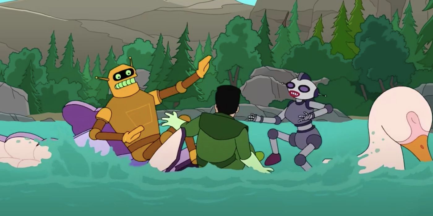 Calculon in a river in the Futurama season 8 trailer