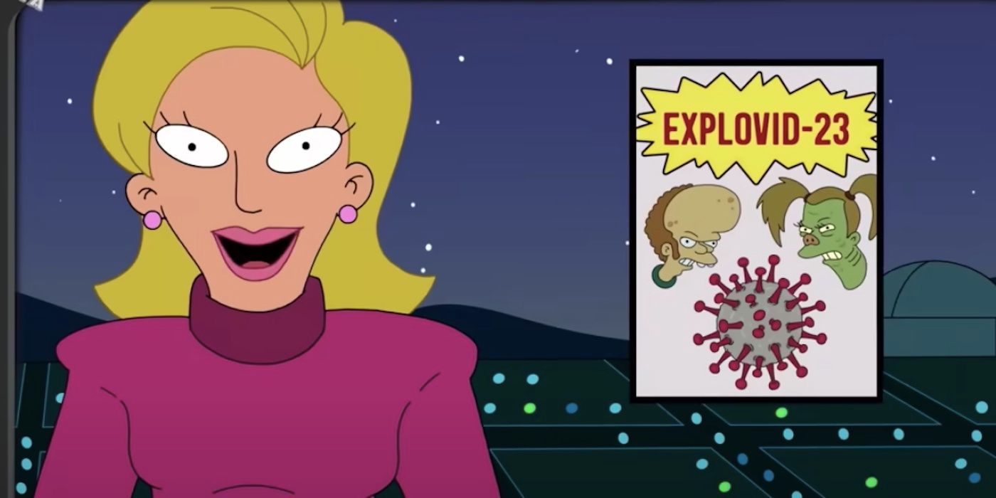 Linda on TV reporting on Explovid-23 in Futurama season 8