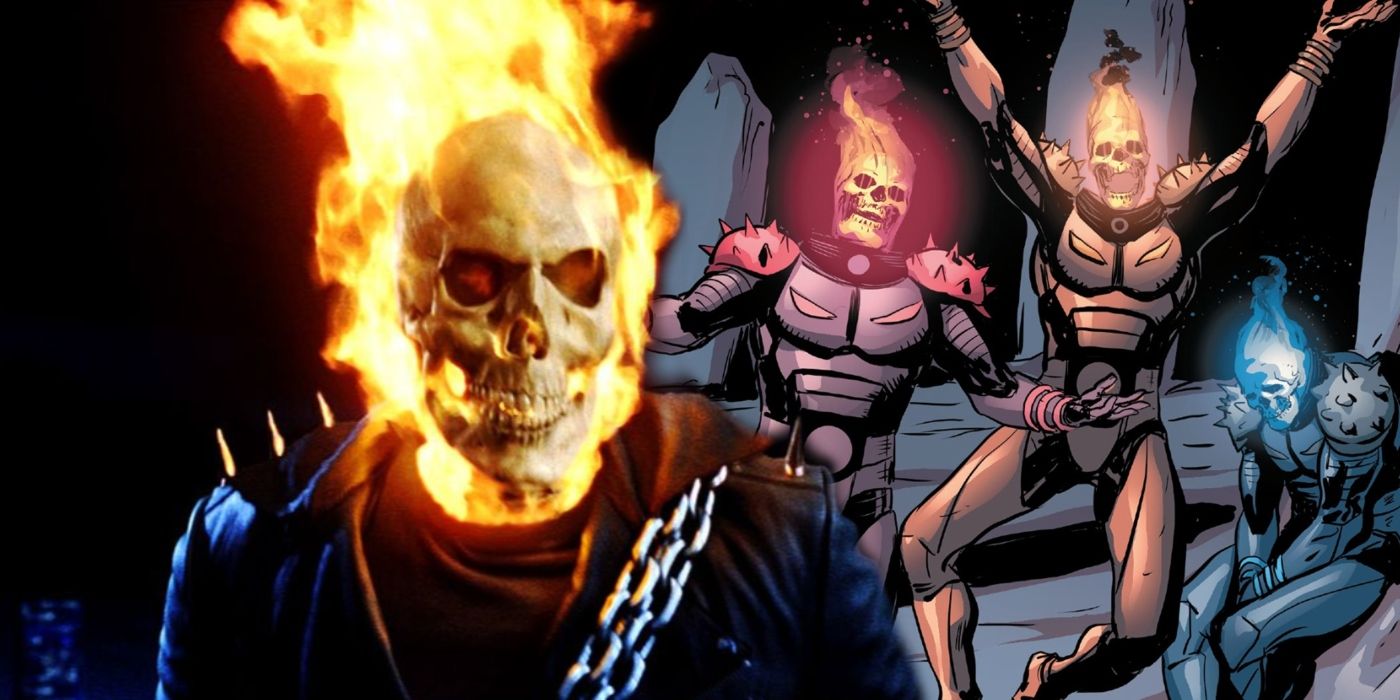 Ghost Rider with his multi-colored counterparts.
