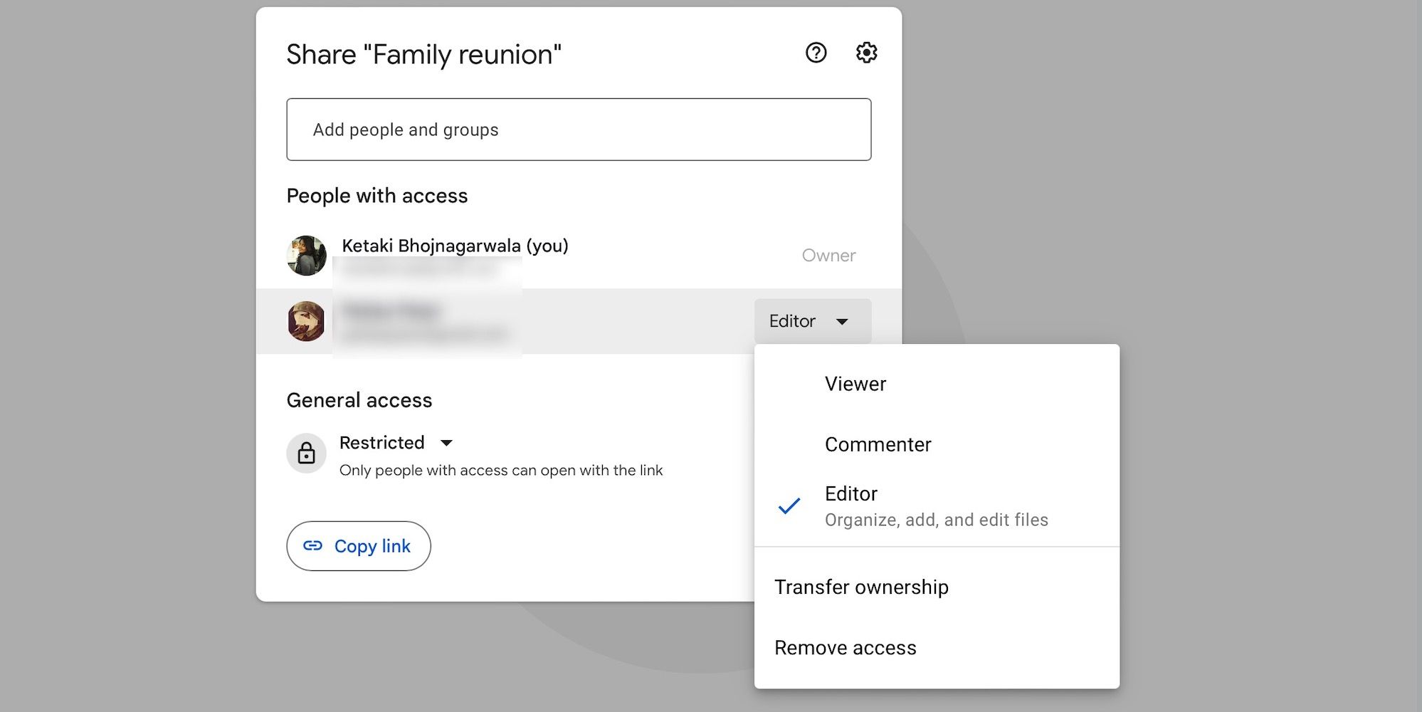 Google Drive file sharing permissions
