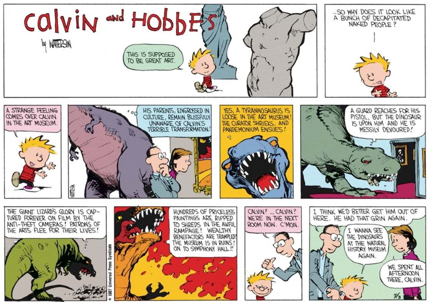 10 Cómics Más Oscuros De Calvin Y Hobbes Sobre Dinosaurios 