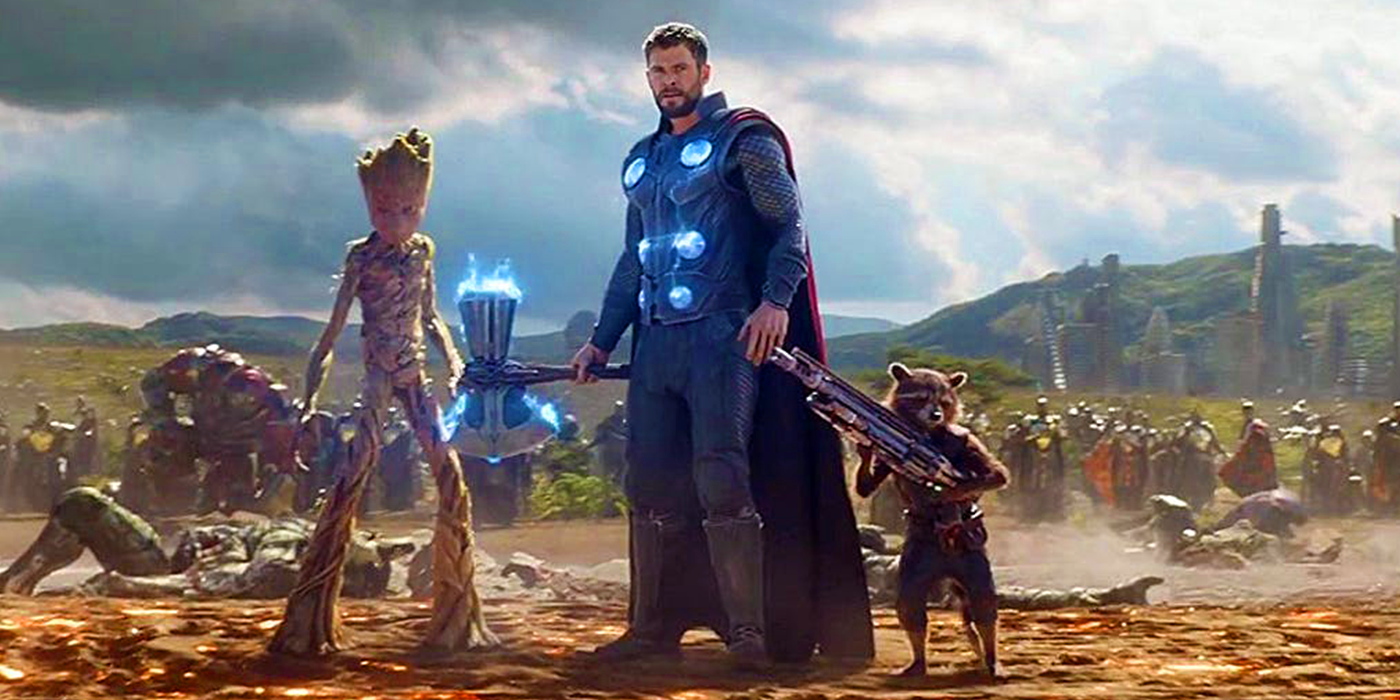 groot thor and rocket in mcu avengers infinity war