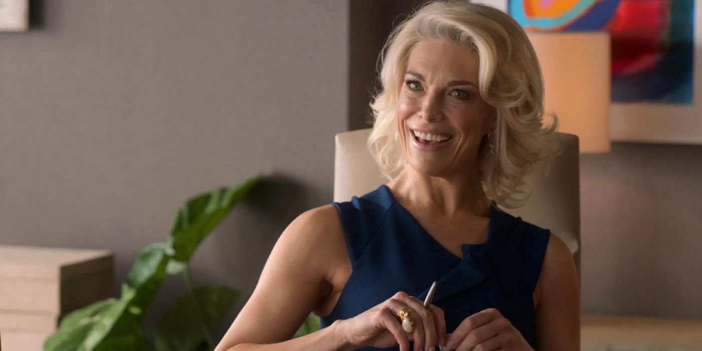 Rebecca (Hannah Waddingham) smiling and looking sideways in Ted Lasso