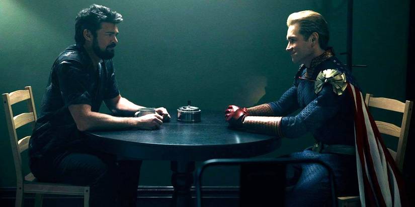 Homelander (Anthony Starr) & Butcher (Karl Urban) have a tense meeting in The Boys season 3