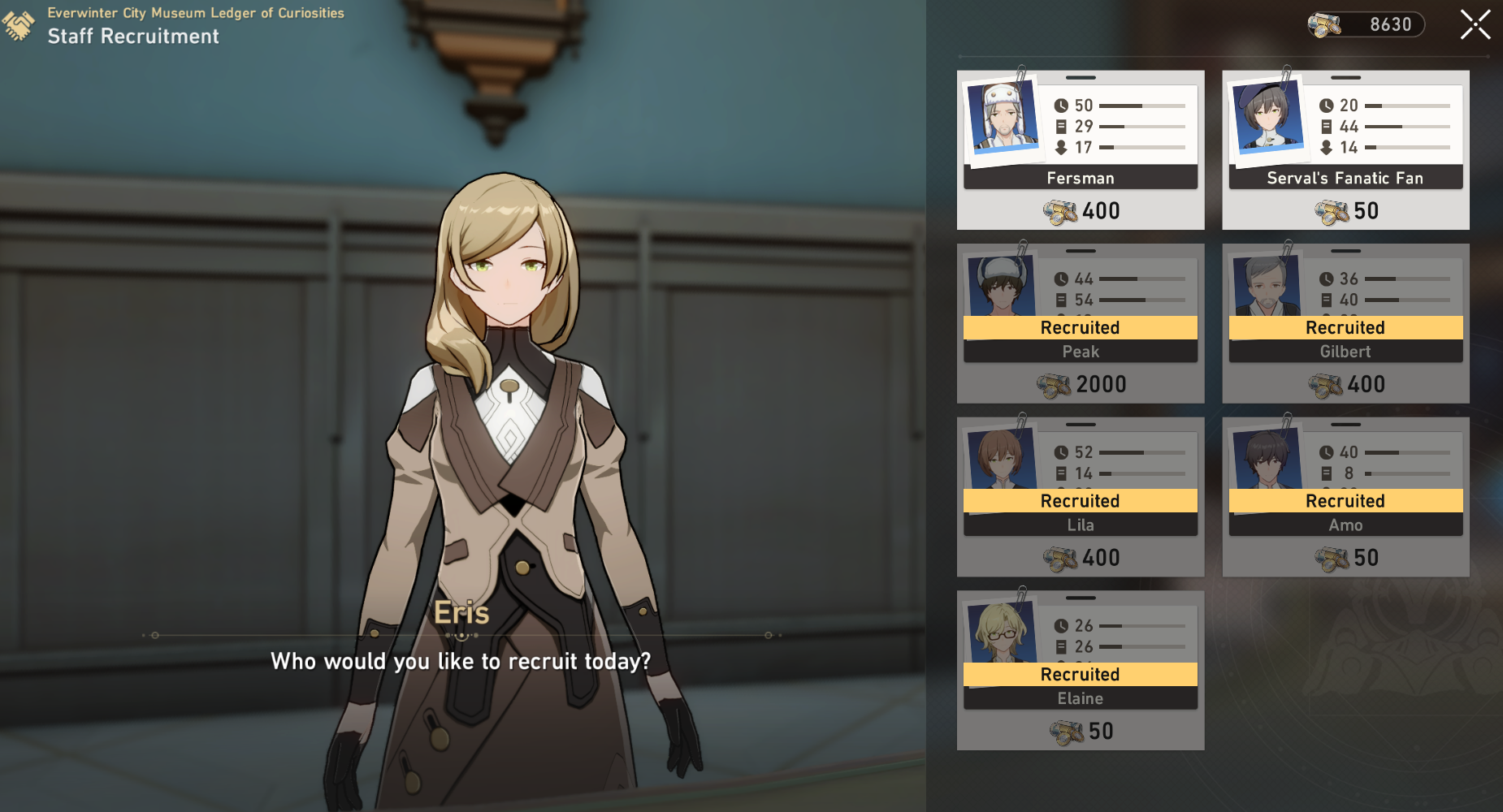 Honkai Star Rail Everwinter City Museum Ledger Of Curiosity Staff Recruitment