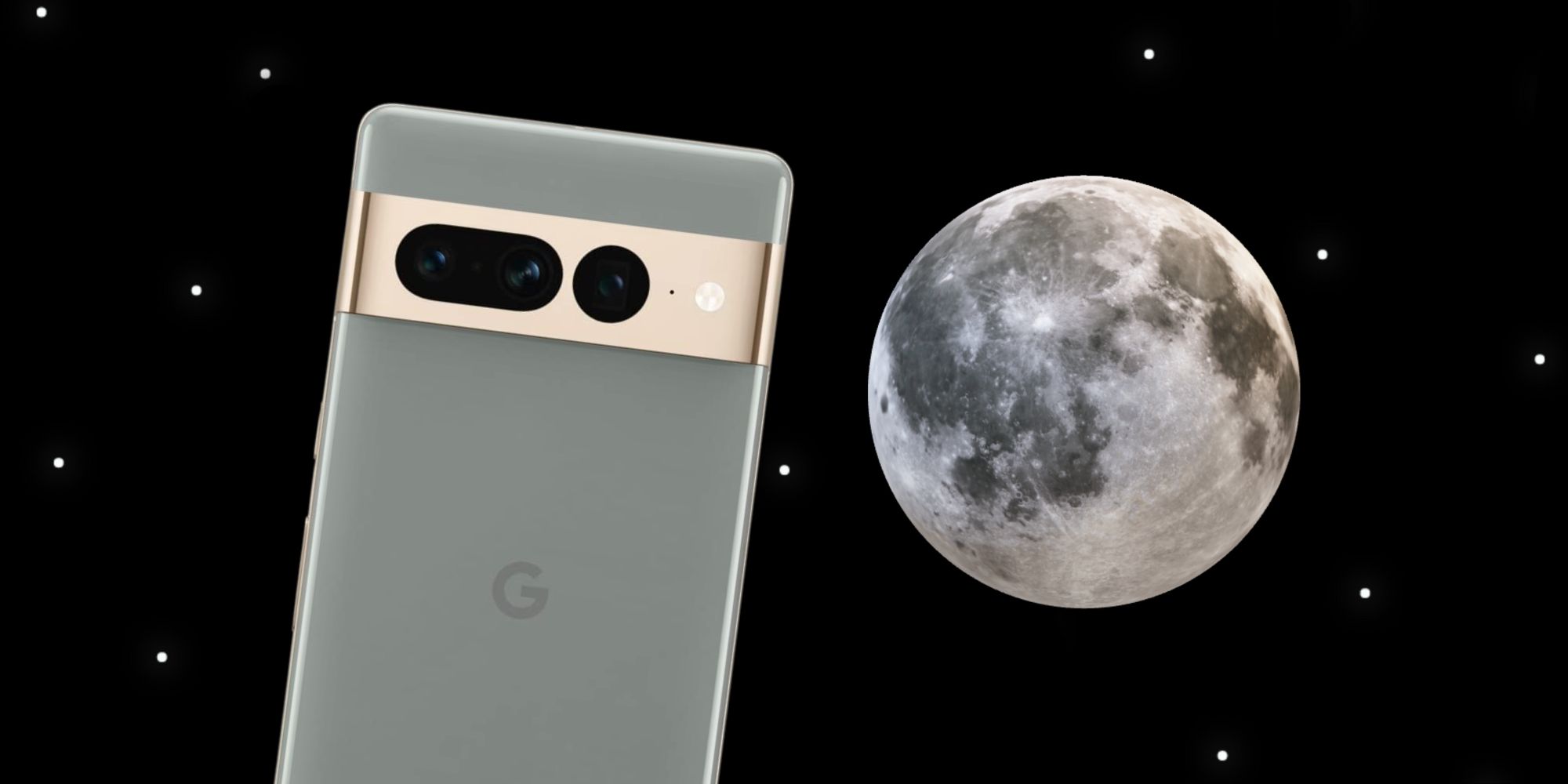 image of the Google Pixel 7 Pro alongside representation of the moon