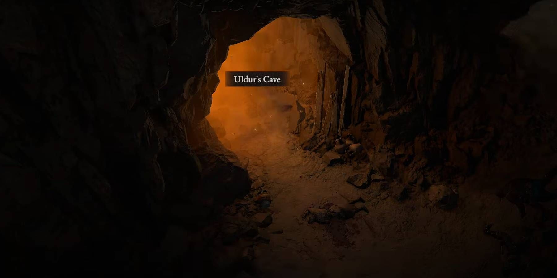 Entrada a la mazmorra de la cueva de Uldur de Diablo 4