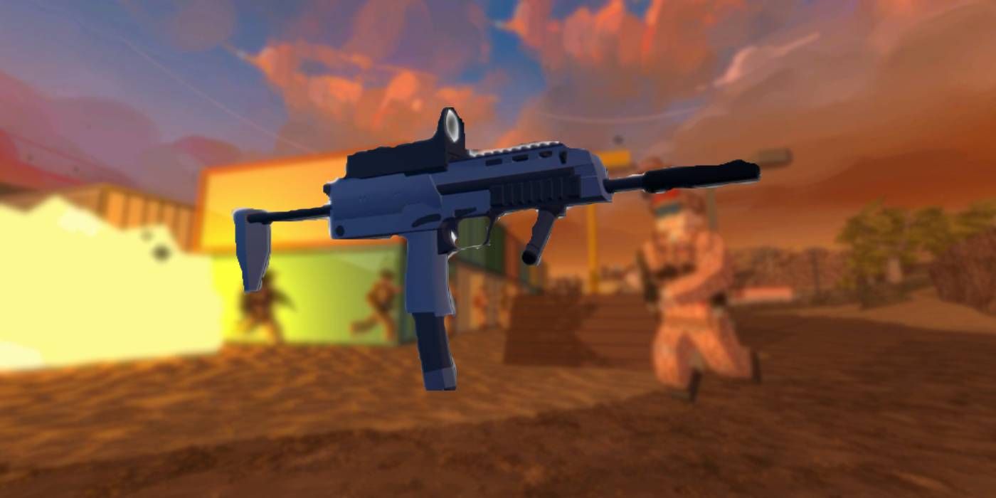 Mp7 dari BattleBit Remastered dengan gameplay di latar belakang