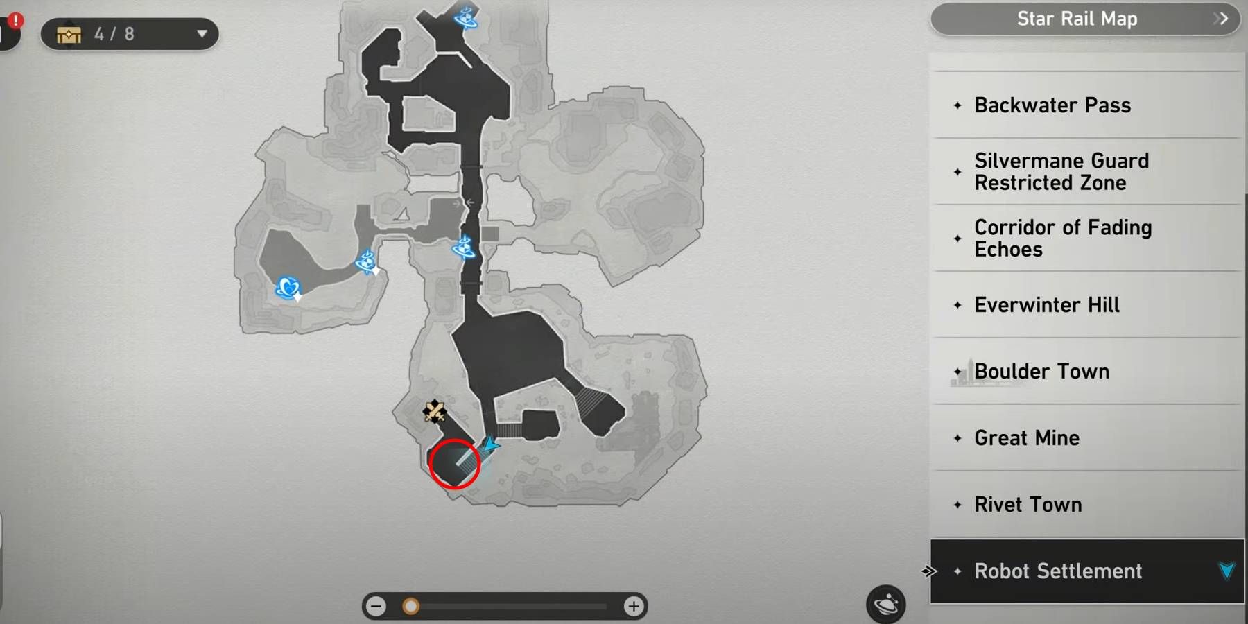 Honkai: Star Rail Robot Settlement Location on Map Marked in Red Circle