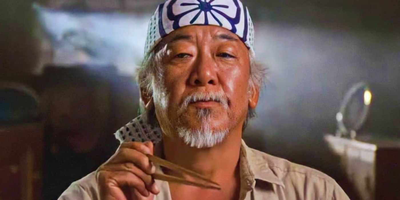 The Karate Kid: Mr. Miyagi with chopsticks 