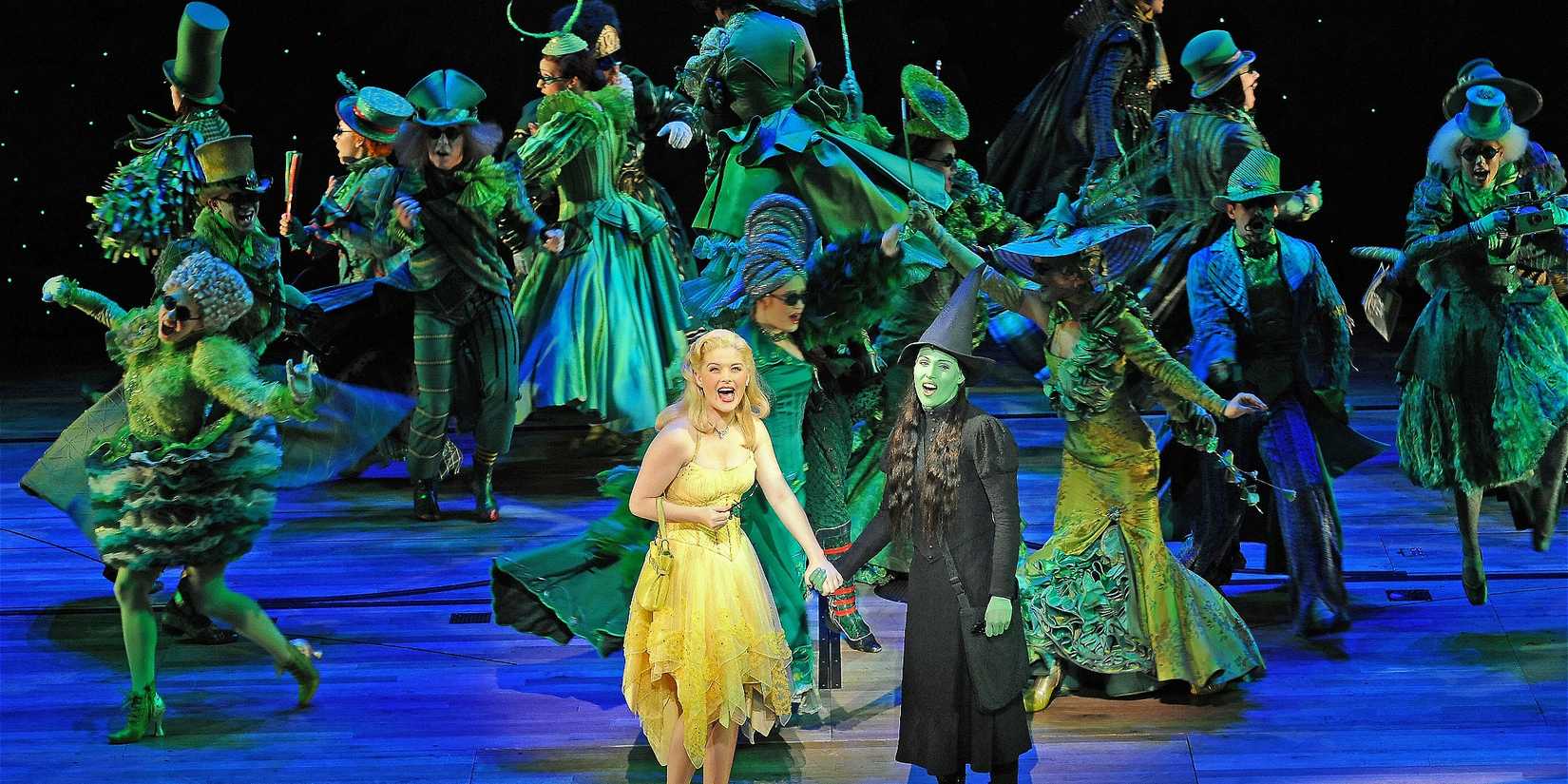 Wicked: "One Short Day" Elphaba and Glinda with citizens of the Emerald City: Stage show