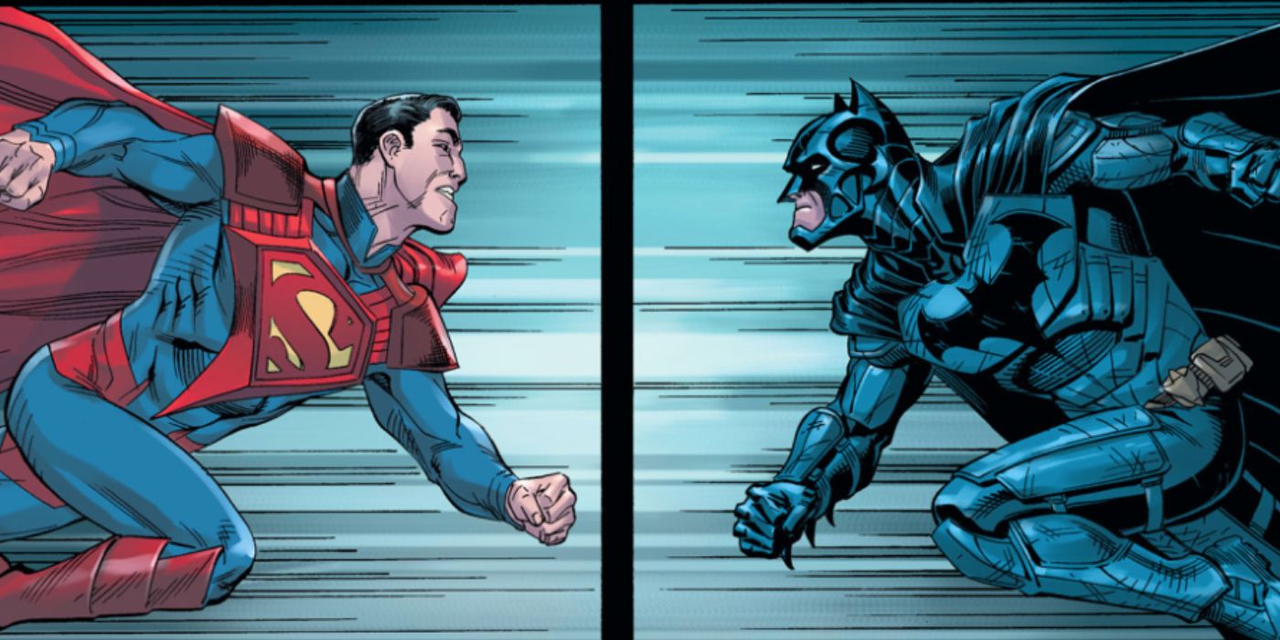 Batman and Superman fight in the Injustice universe