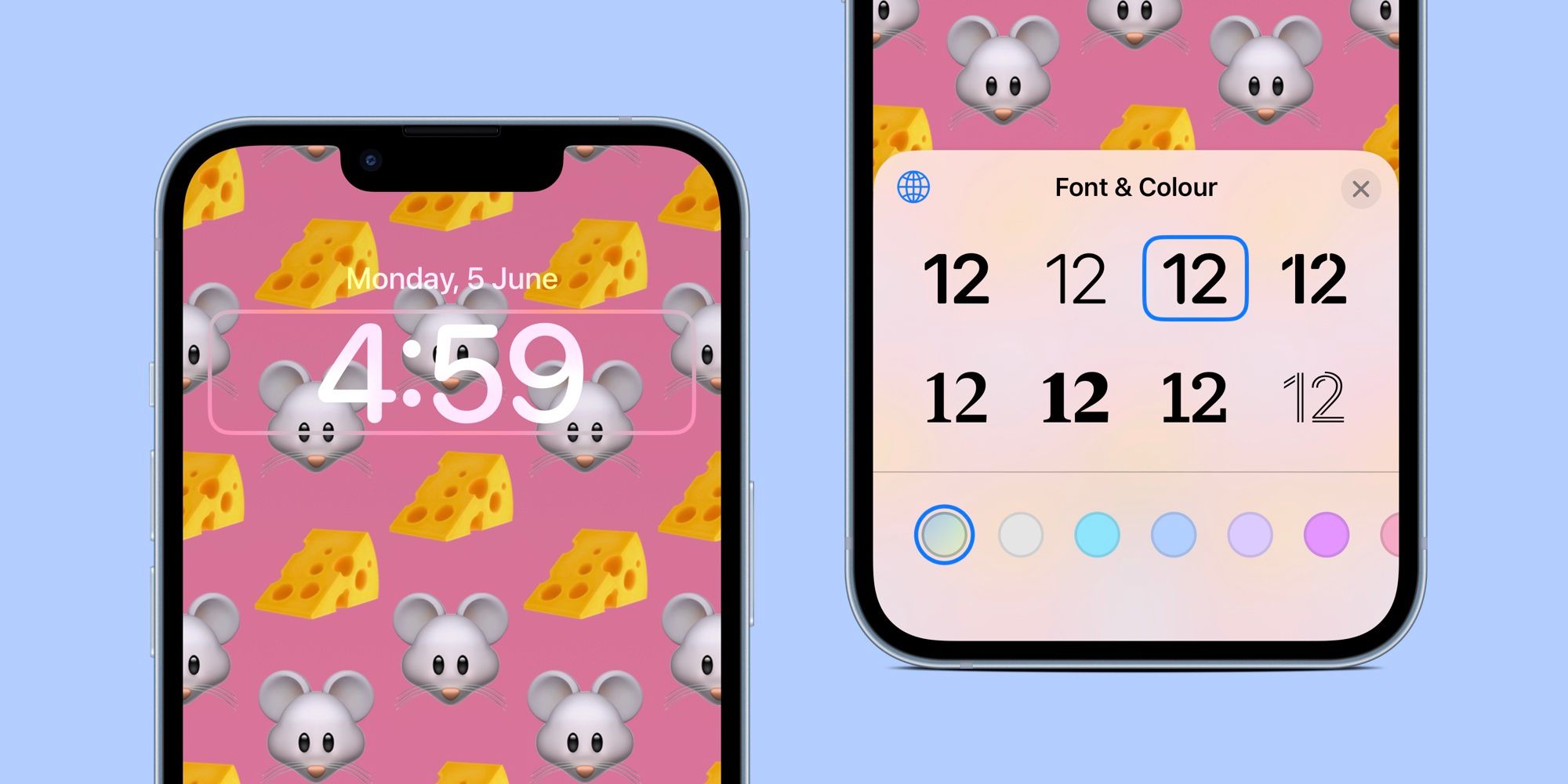 iPhone clock font and color options