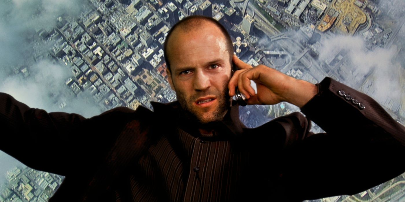 Jason Statham as Chav calling Eve on the phone in Crank's ending