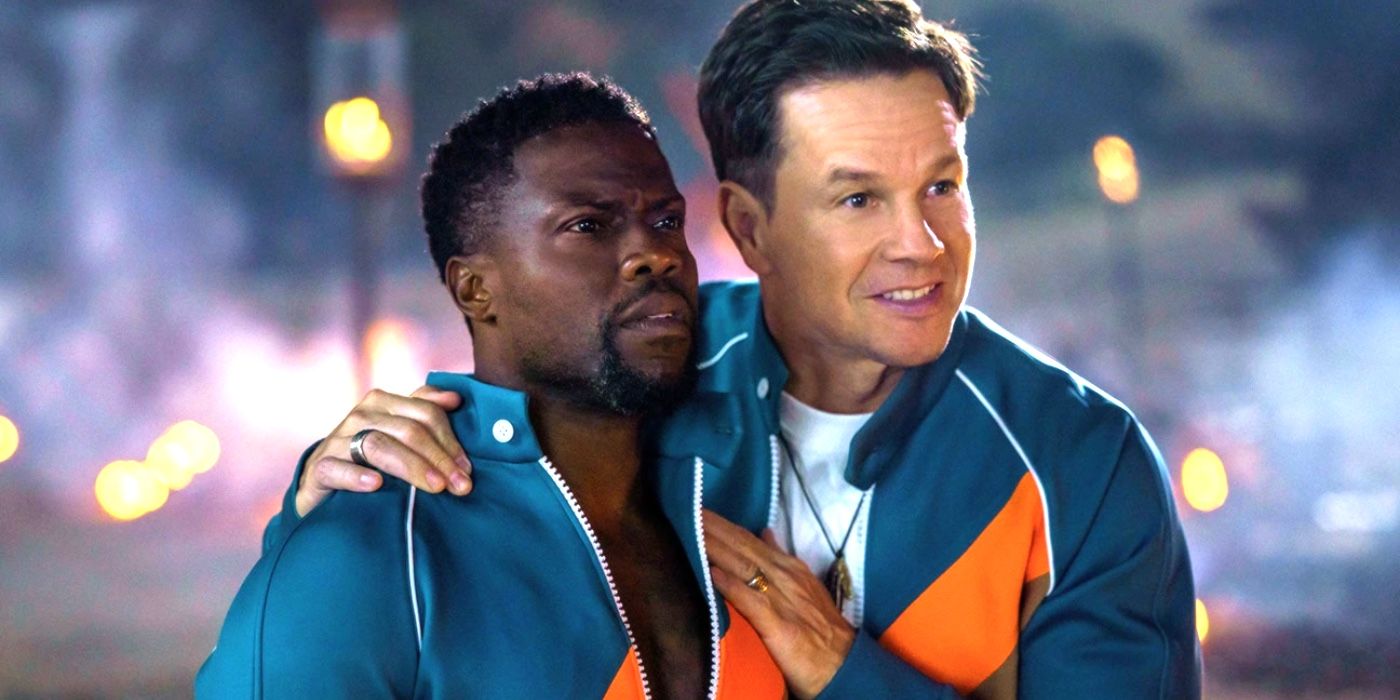 Kevin Hart standing next to Mark Wahlberg in Netflix's Me Time